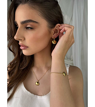 Златист комплект от колие, гривна  и обеци SEASOUL снимка