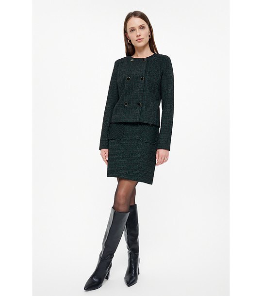 Дамско тъмнозелено сако на каре снимка