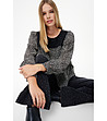Дамска блуза в черно и бяло с дантелена платка-1 снимка