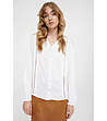 Дамска бяла риза с копчета и ажурни ленти-1 снимка