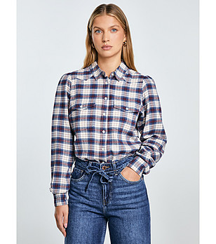 Дамска карирана риза с дълъг ръкав INDINA снимка