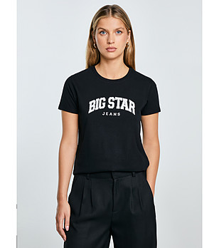 Черна памучна дамска тениска RAMILA снимка