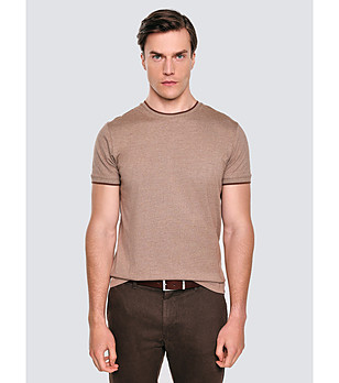 Мъжка памучна тениска в бежово LOBBER снимка