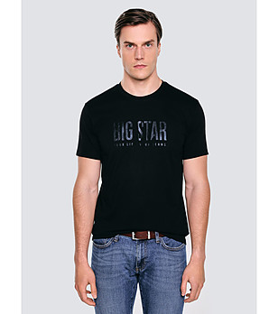 Черна памучна мъжка тениска MELSAR снимка