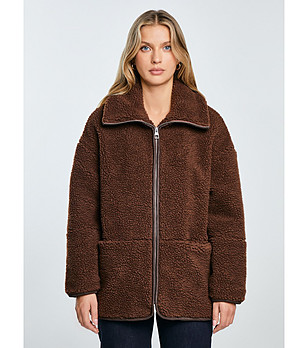 Кафяво дамско яке с цип ANABELA снимка