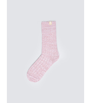 Дамски памучни розови дълги чорапи  снимка