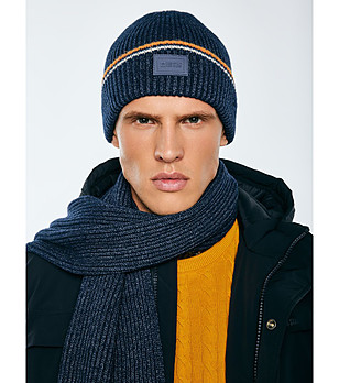 Мъжка плетена шапка в тъмносин цвят WANDEGOR  снимка