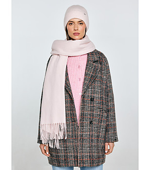 Розов дамски шал с ресни снимка