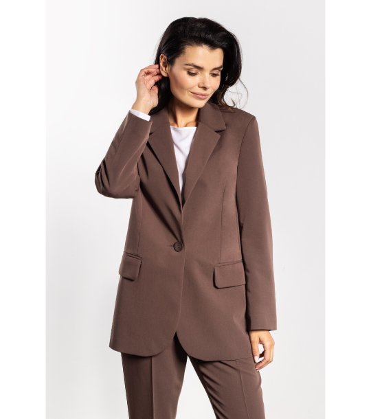 Класическо дамско сако в кафяво Vika снимка