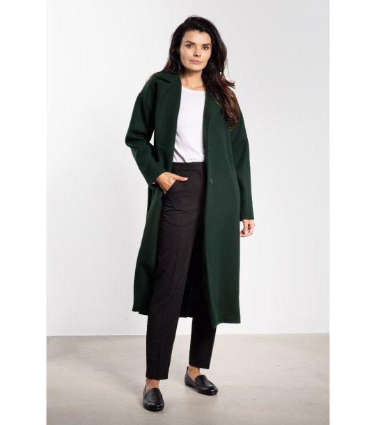 Дамско дълго палто в тъмнозелено Simonе снимка