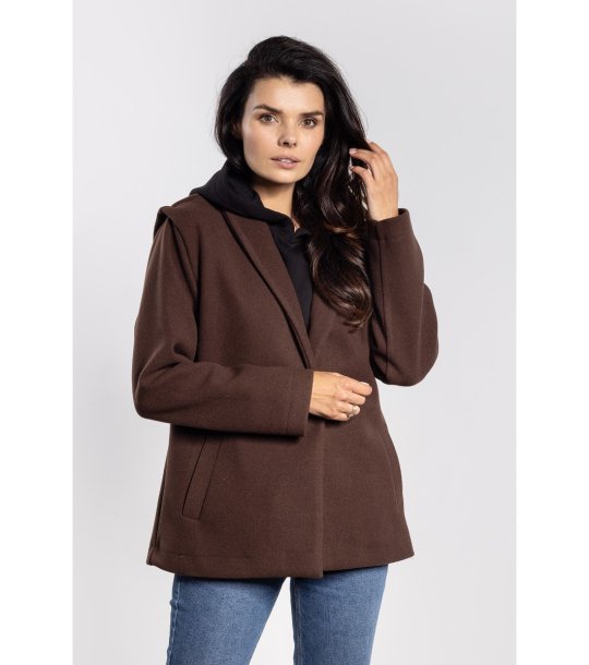 Кафяво късо дамско палто Lara снимка