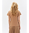 Дамска тениска светлокафява с релефен джоб-1 снимка