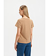 Дамска тениска светлокафява с релефен джоб-4 снимка