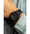 Мъжки черен кварцов часовник-1 снимка