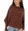 Кафяв дамски овърсайз пуловер-0 снимка