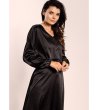 Черна сатенирана блуза с V-образно деколте Vika-1 снимка