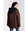Кафяво дамско oversize палто с джобове Reya-1 снимка