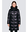 Черно дамско дълго яке с пухена качулка MELISSA-0 снимка
