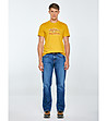 Памучна мъжка жълта тениска MIFER -3 снимка