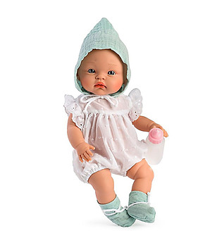 Кукла Алекс с бяло боди с бродерии 36 см снимка