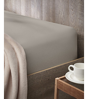 Памучен долен чаршаф с ластик 135x210 бежов BAJERA снимка