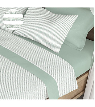 Спален комплект с райета в бяло и зелено LINES 180x280 см снимка