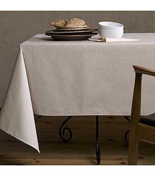 Бежова покривка за маса 150x350см  с тефлоново покритие LINO NATURAL 24TOPO снимка