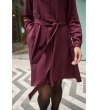 Рокля тип риза в бордо риза с колан-3 снимка