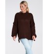 Дамски oversize пуловер в тъмнокафяво Ines-3 снимка
