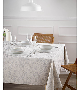 Покривка за маса с анти-петно покритие в бяло LIVIA 150x350 снимка