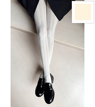 Дамски чорапогащник в екрю с широки райета LINEA ARTE 40 DEN снимка