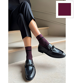 Дамски чорапи в бордо с животински мотив SABINA  снимка