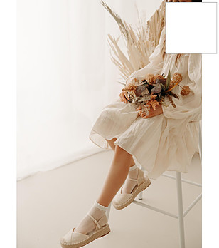 Бели детски чорапи 15 DEN CLAIRE с декоративен ръб снимка