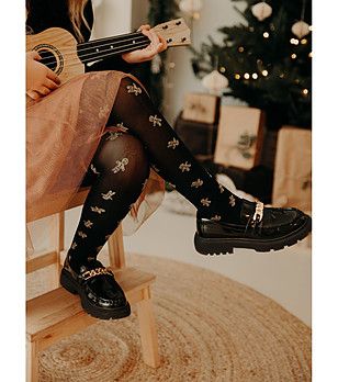 Черен детски чорапогащник с джинджифилово човече COOKIE 40 DEN снимка