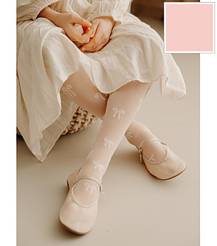 Розов детски чорапогащник с панделки 15 DEN EVA снимка