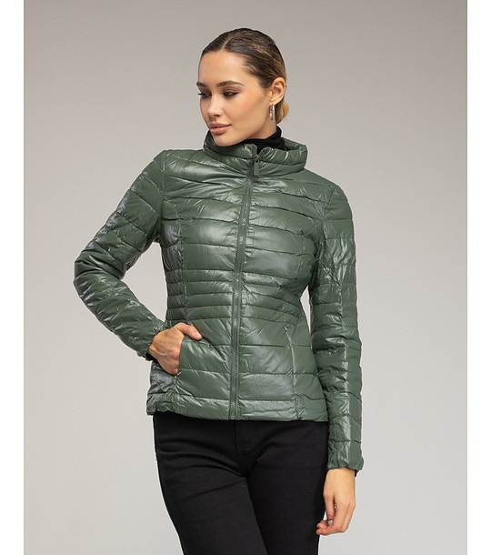 Зелено дамско яке с металически ефект  снимка