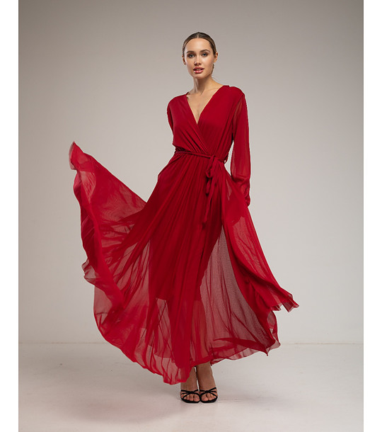 Дълга рокля в бордо снимка