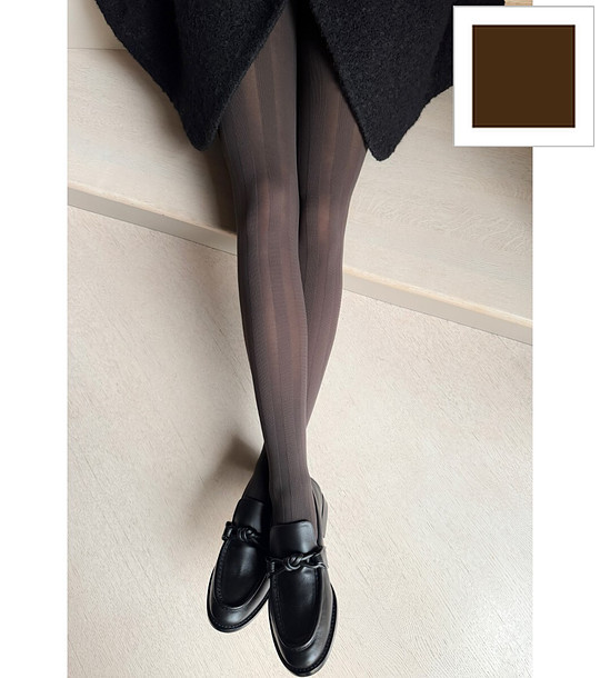 Кафяв чорапогащник с райета LINEA ARTE 40 DEN снимка