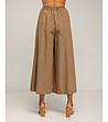 Дамски памучен широк пола-панталон в цвят камел-2 снимка