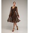 Кафява рокля от тюл с животински принт-0 снимка