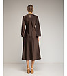 Кафява сатенена миди рокля с асиметрична дължина-2 снимка