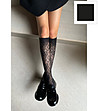 Черен чифт дамски чорапи до коляното с флорален десен BELLAROSA-0 снимка