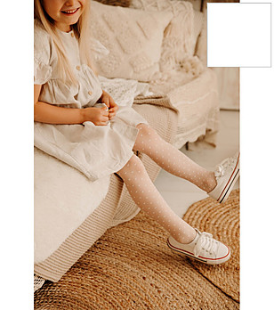 Бял детски фигурален чорапогащник с малки сърца 15 DEN HEARTY снимка