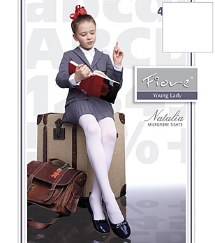 Бял детски чорапогащник 40 DEN NATALIA снимка