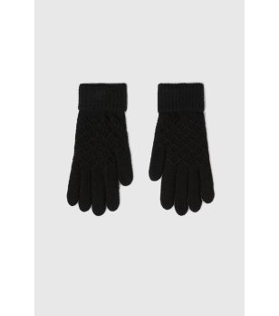 Дамски черни ръкавици с плетен релеф снимка