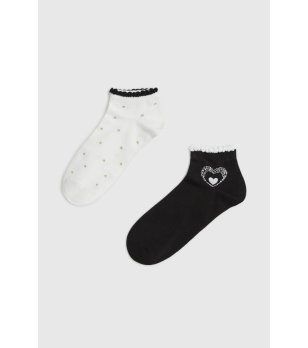Комплект дамски къси чорапи с декоративен кант и сърце снимка