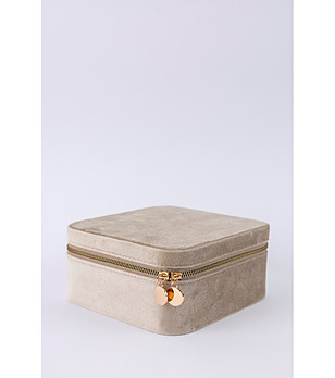 Кутия за бижута от светлокафяв велур BOX снимка