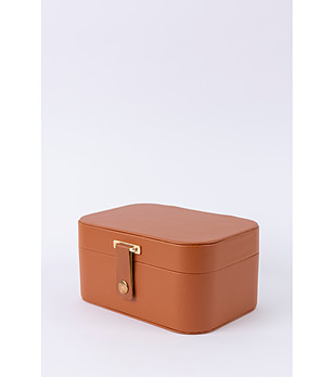 Кутия за бижута в кафяво от изкуствена кожа снимка