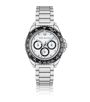 Мъжки сребрист часовник с бял циферблат снимка