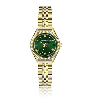 Дамски часовник в златисто със зелен циферблат  снимка